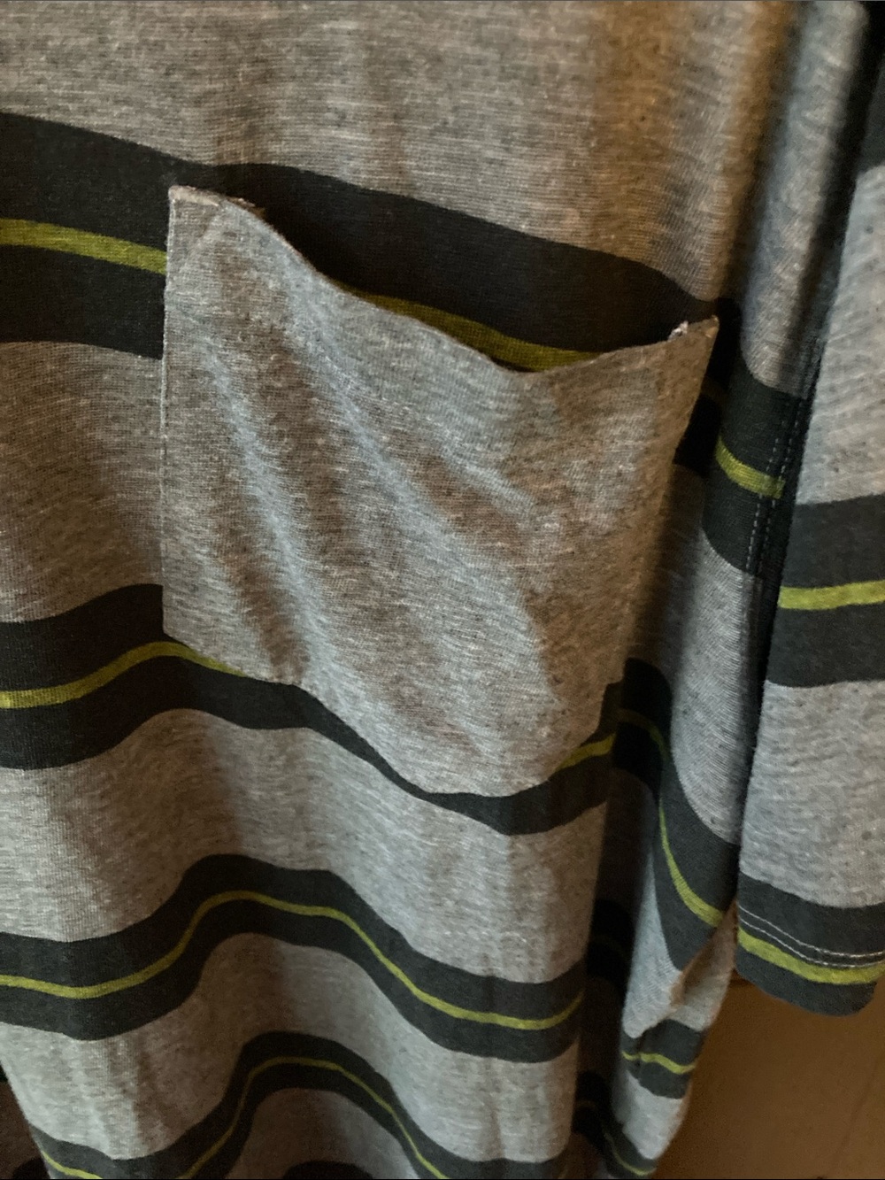 The North Face Grey Striped Pocket Tee with Black and Olive Accents - Picture 4 of 4